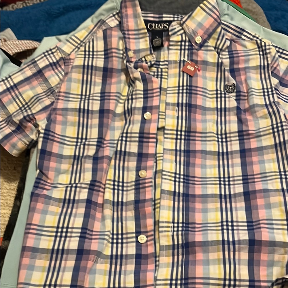 Chaps Kids Plaid Shirt - Blue, Pink, Yellow size 6